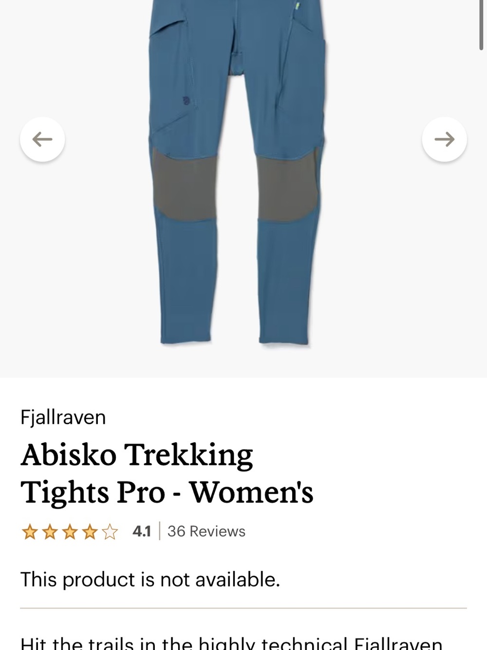 Fjallraven Women's Trekking Tights in Slate Blue with Gray Knee Panels